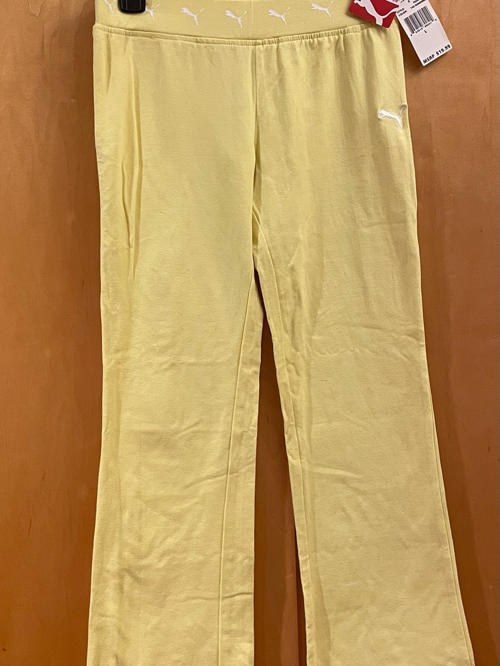 Puma Kids Pale Yellow Sweatpants with White Logo